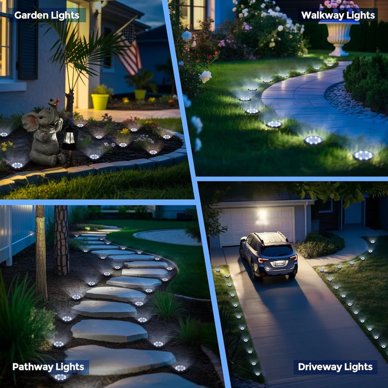 SOLPEX Mini Solar Ground Lights, 12 Pack Solar Lights Outdoor Waterproof, Landscape Lighting for Garden Pathway Driveway Walkway (Cool White) - Image 2